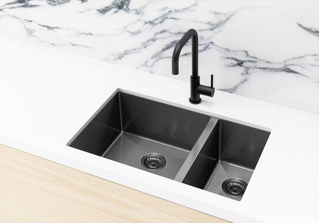 Kitchen Sink - One and Half Bowl 670 x 440 - Gunmetal Black (SKU: MKSP-D670440-GM) by Meir