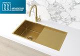 Kitchen Sink - Single Bowl & Drainboard 840 x 440 - Brushed Bronze Gold - MKSP-S840440D-BB