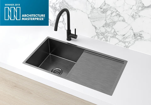 Kitchen Sink - Single Bowl & Drainboard 840 x 440 - Gunmetal Black