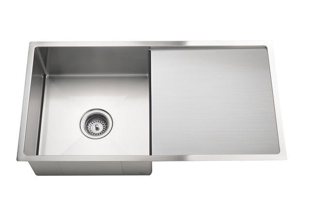 Kitchen Sink - Single Bowl & Drainboard 840 x 440 - Brushed Nickel (SKU: MKSP-S840440D-NK) by Meir NZ