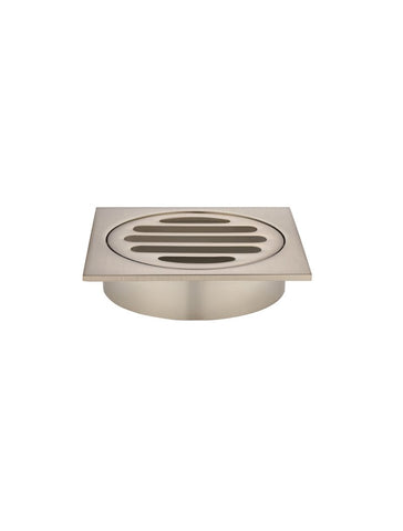 Square Floor Grate Shower Drain 80mm outlet - Champagne
