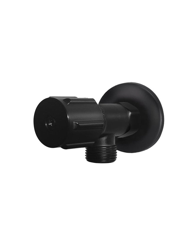 Round Mini Stop Cistern Tap with backplate - Matte Black (SKU: MP11P) by Meir