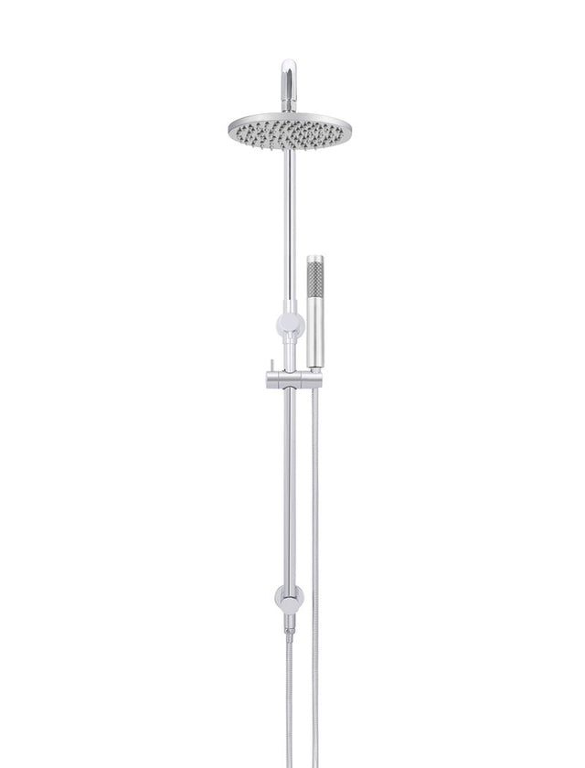 Round Combination Shower Rail, 200mm Rose, Single Function Hand Shower - Polished Chrome (SKU: MZ0704-R-C) by Meir