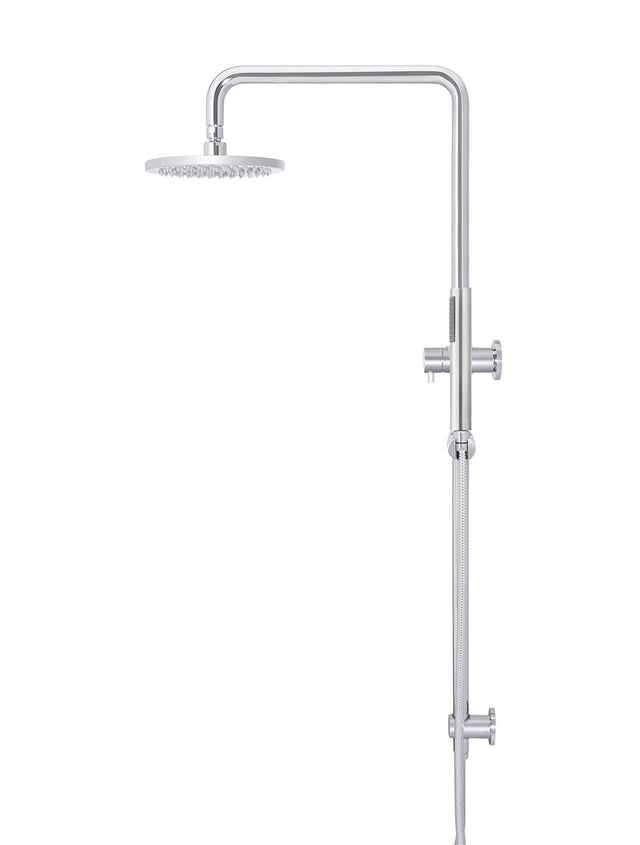 Round Combination Shower Rail, 200mm Rose, Single Function Hand Shower - Polished Chrome (SKU: MZ0704-R-C) by Meir