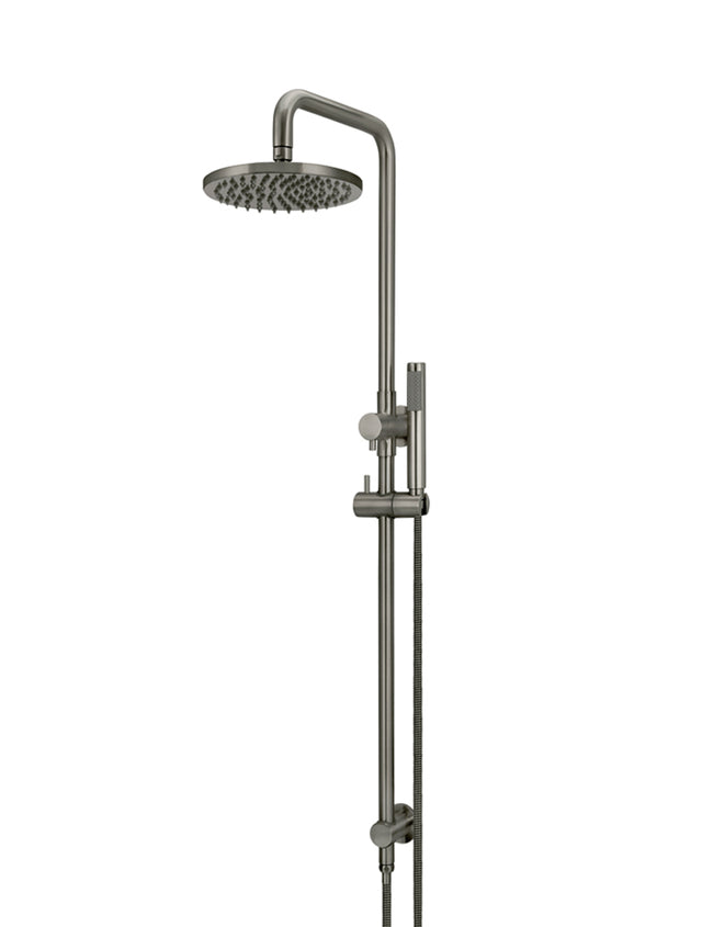Round Combination Shower Rail, 200mm Rose, Single Function Hand Shower - Shadow (SKU: MZ0704-R-PVDGM) by Meir