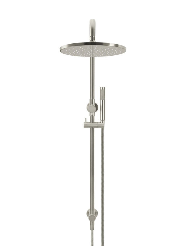 Round Combination Shower Rail, 300mm Rose, Single Function Hand Shower - PVD Brushed Nickel (SKU: MZ0706-R-PVDBN) by Meir