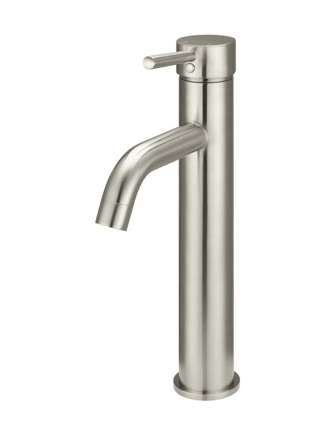 Round Tall Curved Basin Mixer - PVD Brushed Nickel (SKU: MB04-R3-PVDBN) by Meir