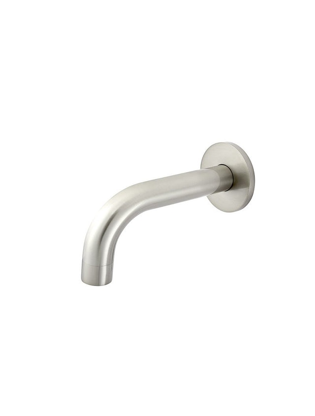 Round Curved Basin Wall Spout 130mm - PVD Brushed Nickel (SKU: MBS05-130-PVDBN) by Meir