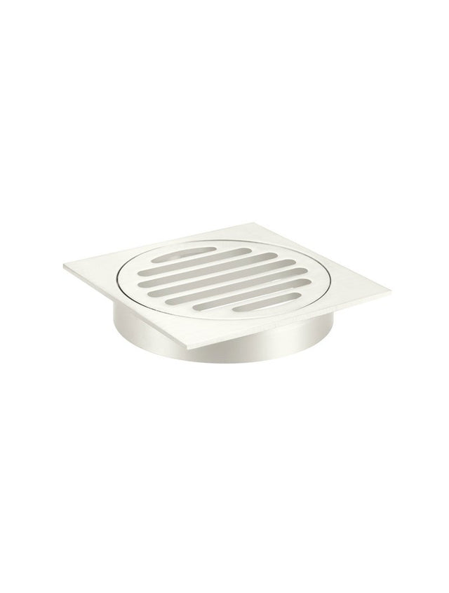 Square Floor Grate Shower Drain 100mm outlet - PVD Brushed Nickel (SKU: MP06-100-PVDBN) by Meir