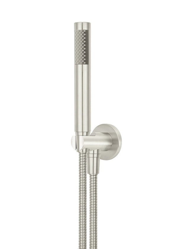 Round Hand Shower on Fixed Bracket - PVD Brushed Nickel (SKU: MZ08-R-PVDBN) by Meir